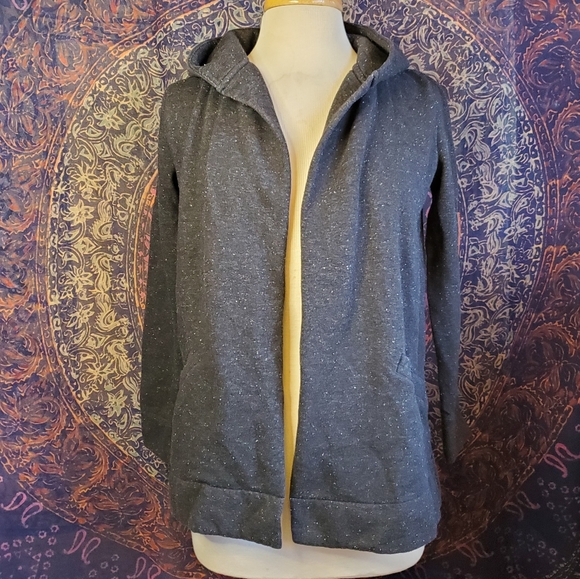 LOFT Petites Black White Speckles Open Front Hoodie Sweatshirt Womens Size Small - Picture 5 of 14